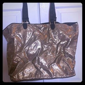 Gold glitter Victoria Secret beach tote